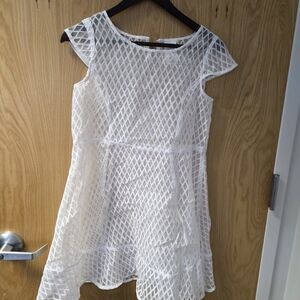Disney White Geometric Mesh Dress